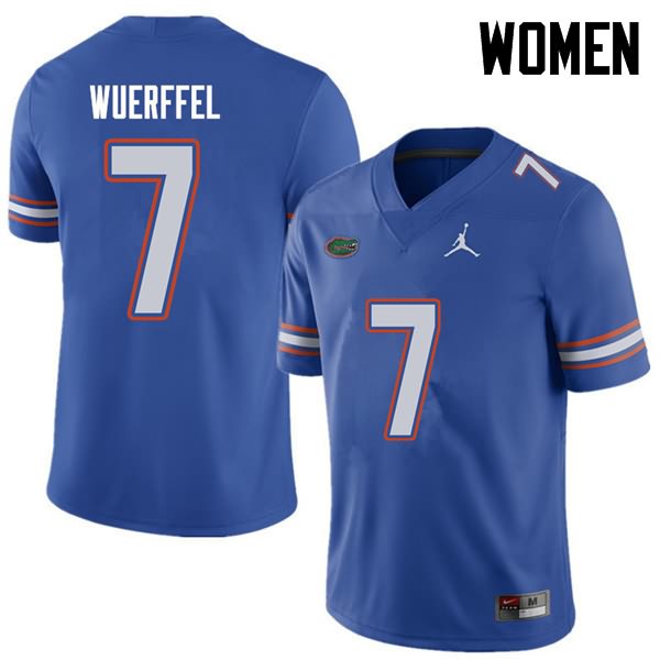 NCAA Florida Gators Danny Wuerffel Women's #7 Jordan Brand Royal Stitched Authentic College Football Jersey BME8064YI